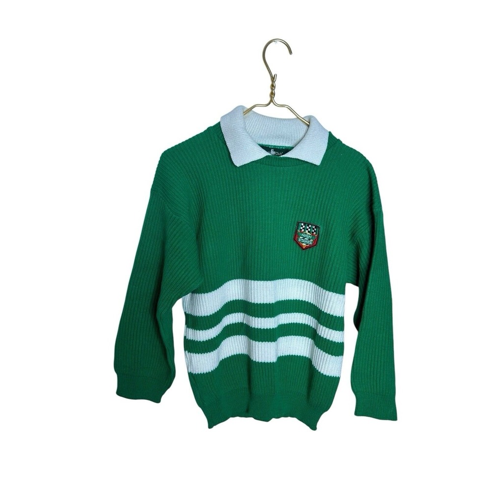 Vintage Hunt Club womens small/medium green collar sweater high‎ stakes vintage